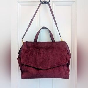 Jay Adoni Burgundy Calf Hair & Suede Satchel Crossbody